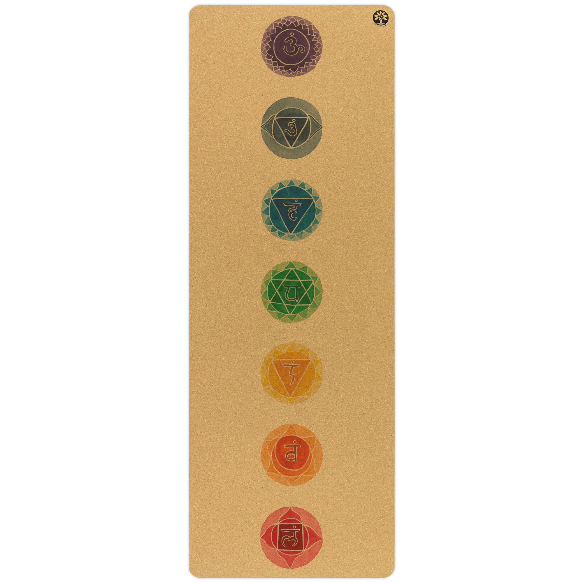 Chakras Aura Cork Yoga Mat + Plant Foam - Yoloha Yoga