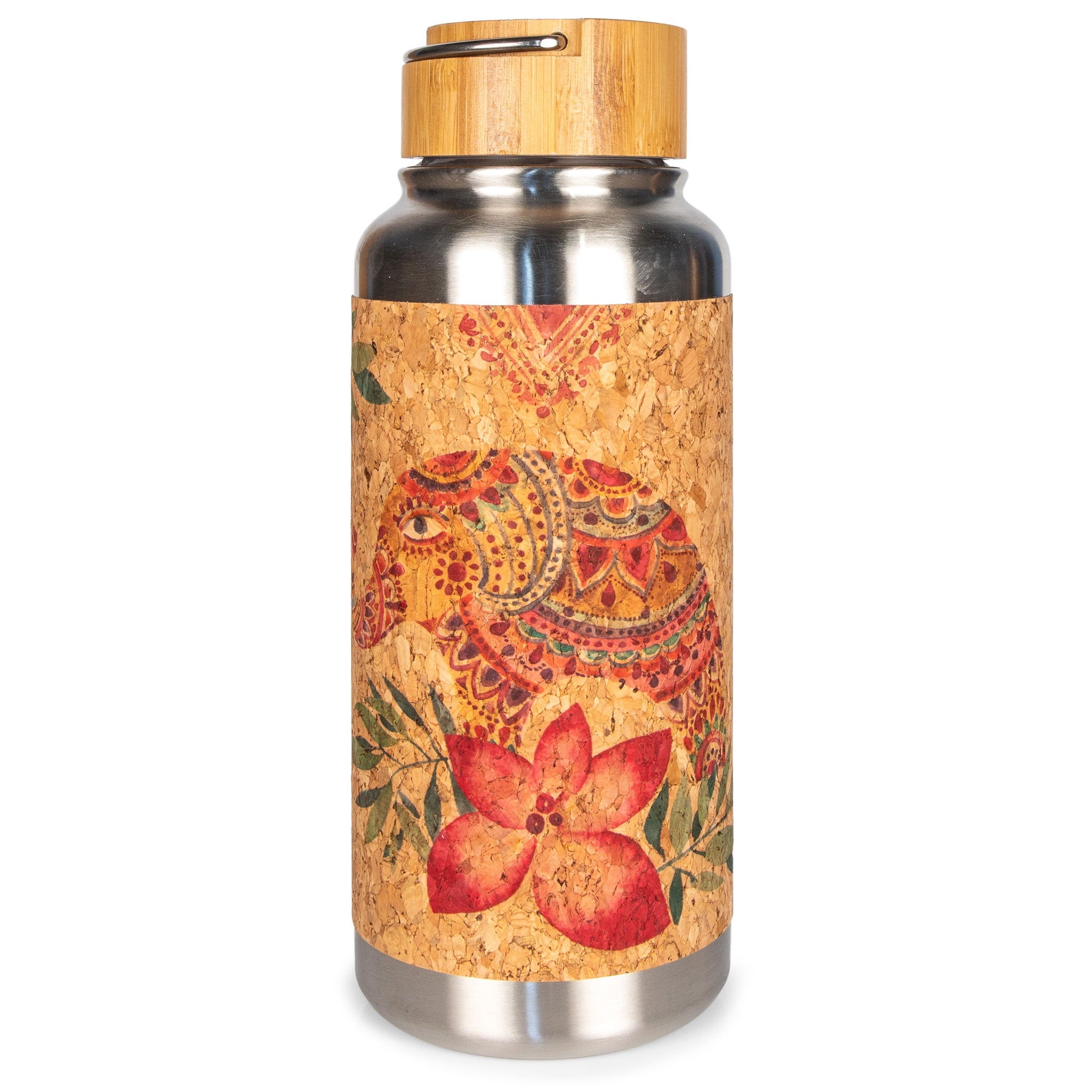 Insulated Cork Water Bottle - Tropical Vibes Artist Design