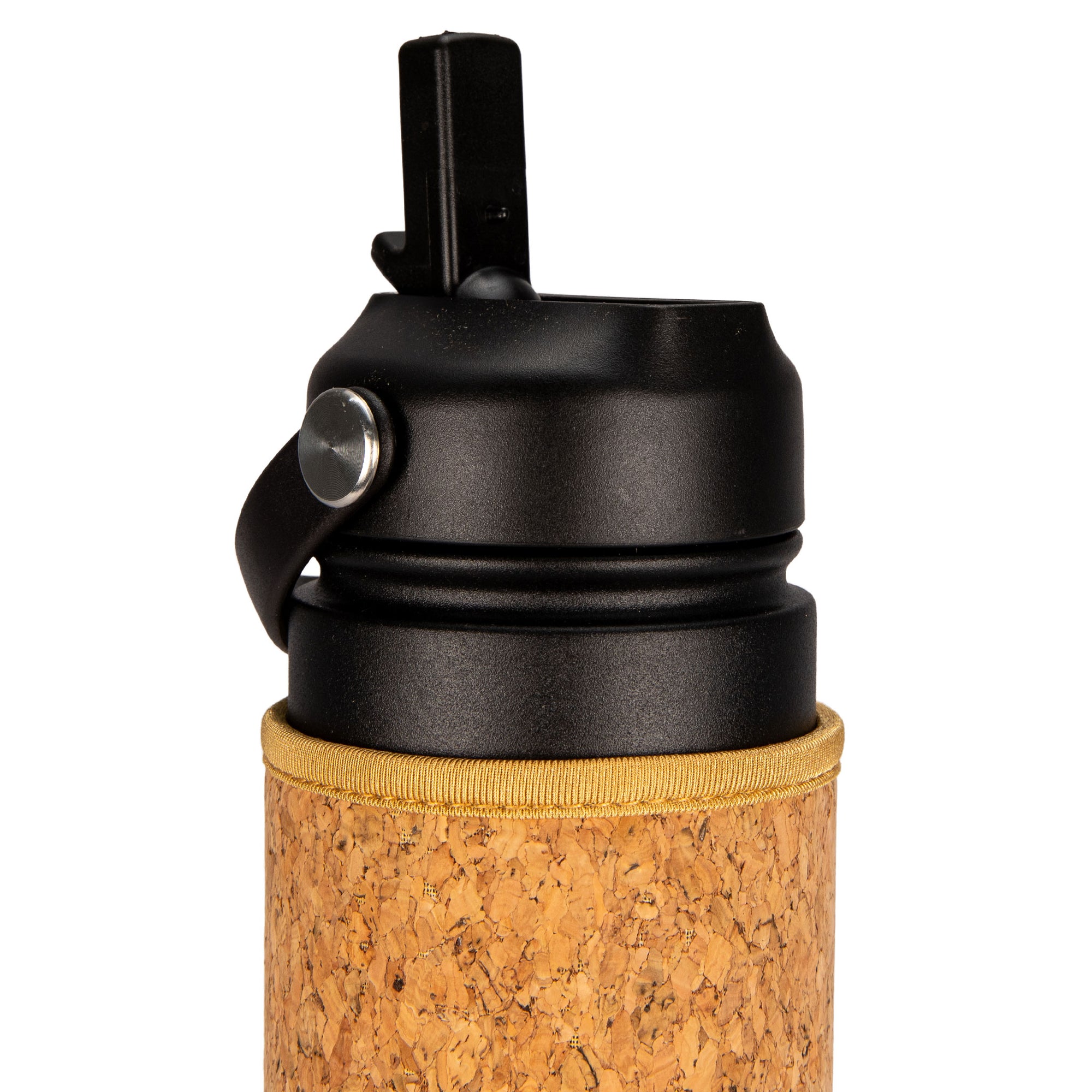 Black Cork Sleeve Bottle with Flip Staw Lid | 25oz - Yoloha Yoga