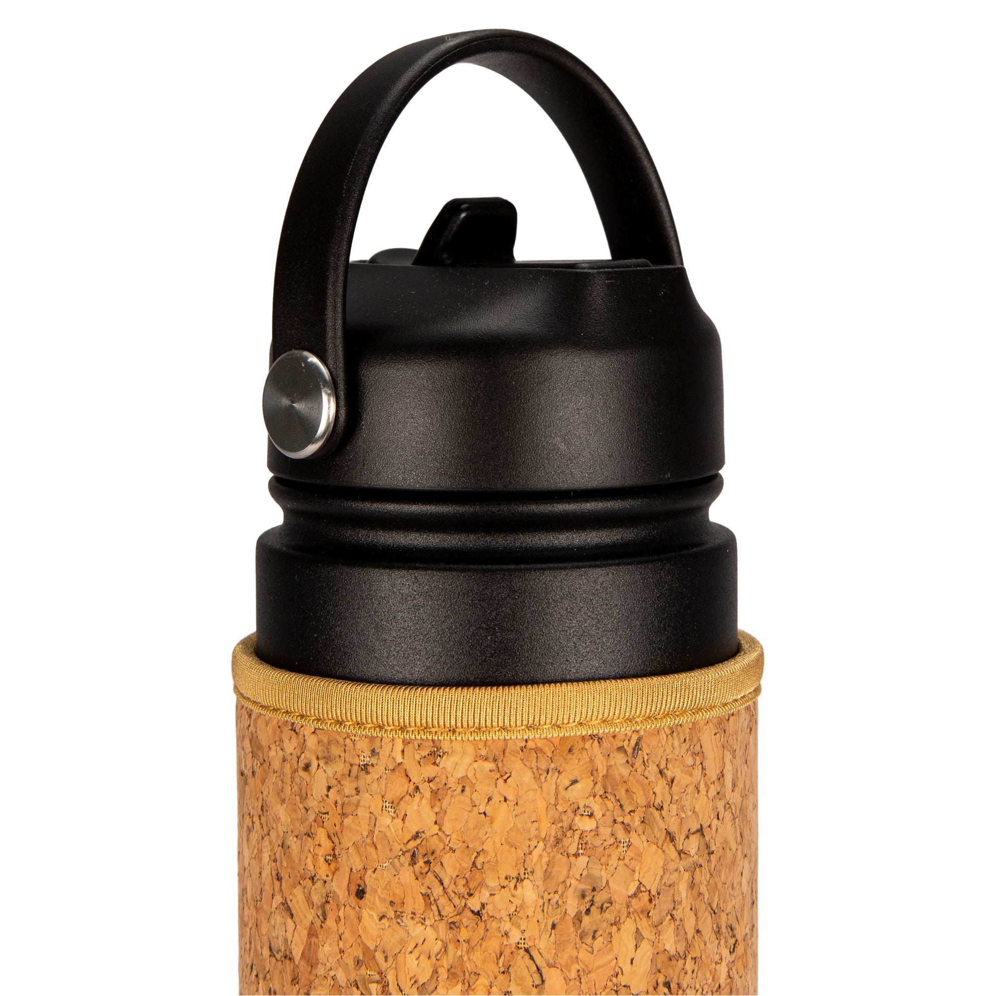 Black Cork Sleeve Bottle with Flip Staw Lid | 25oz - Yoloha Yoga