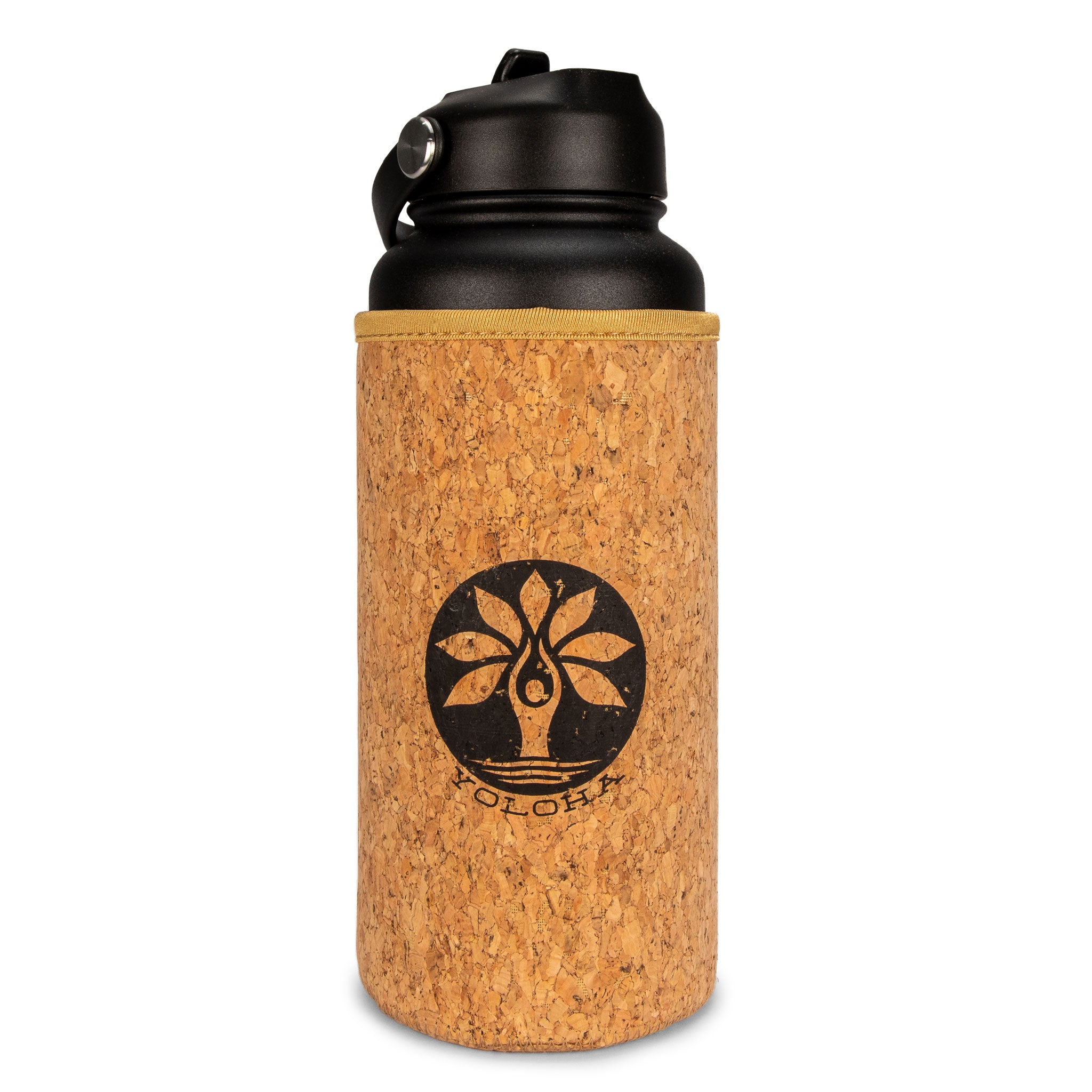Sauna Safe Cork Water Bottle with Straw Lid | Black 32oz – Yoloha Yoga
