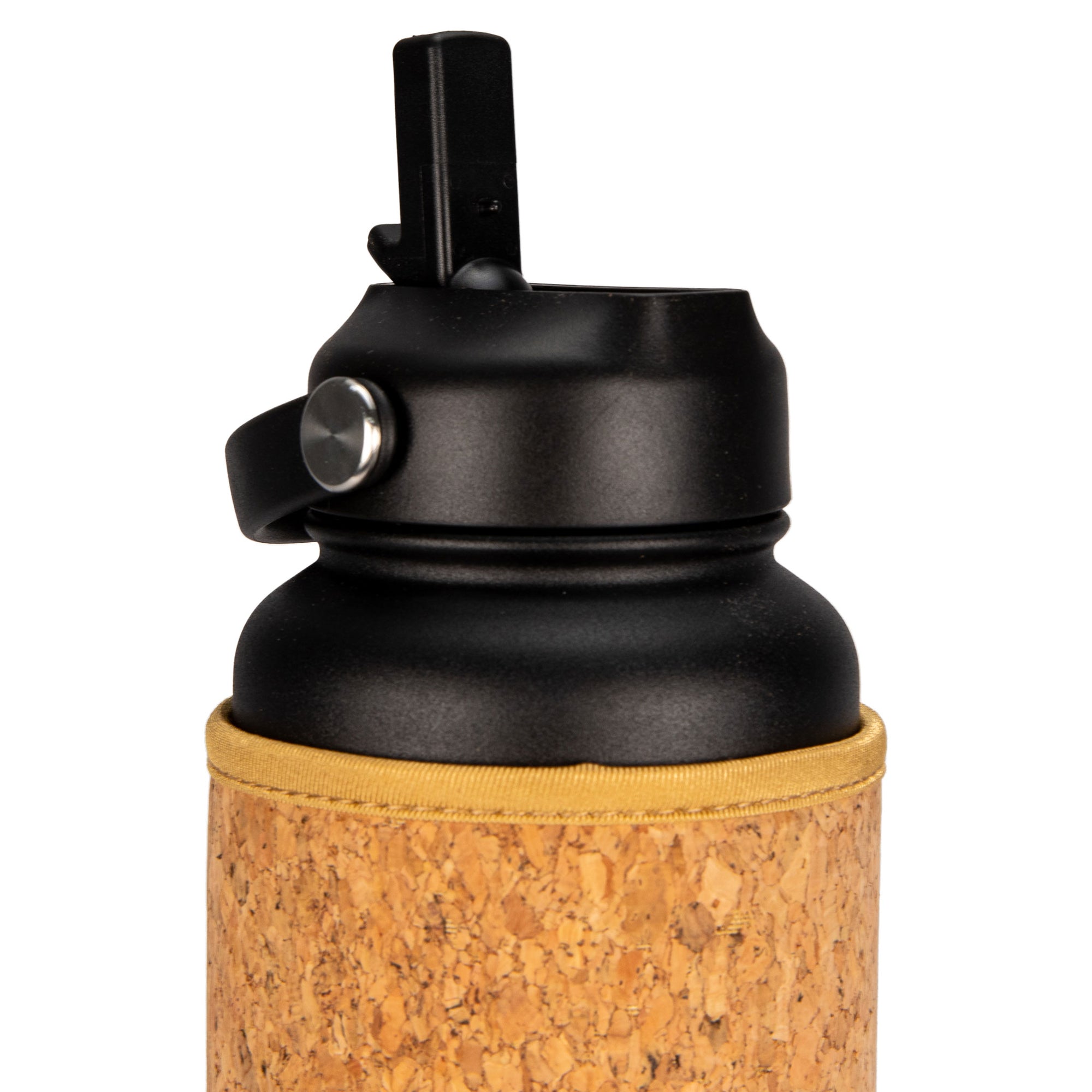 Black Cork Sleeve Bottle with Flip Staw Lid | 32oz - Yoloha Yoga