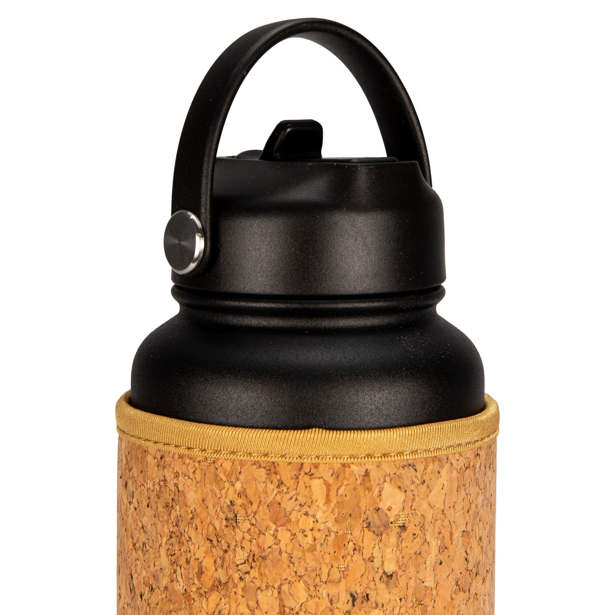 Black Cork Sleeve Bottle with Flip Staw Lid | 32oz - Yoloha Yoga