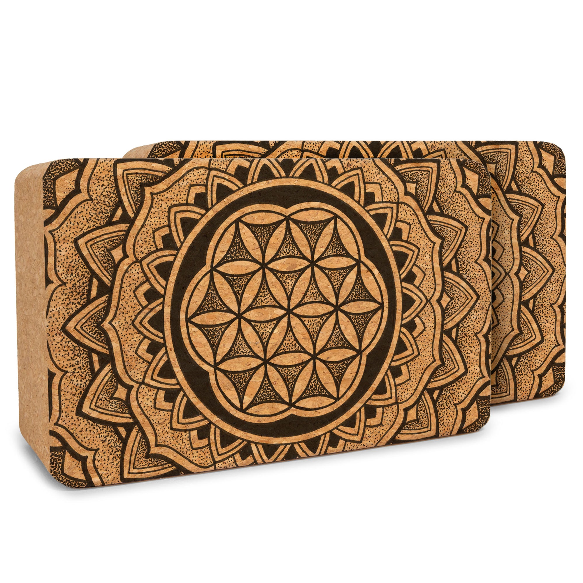 Cork Yoga Block - Engraved Mandala Yoga Block
