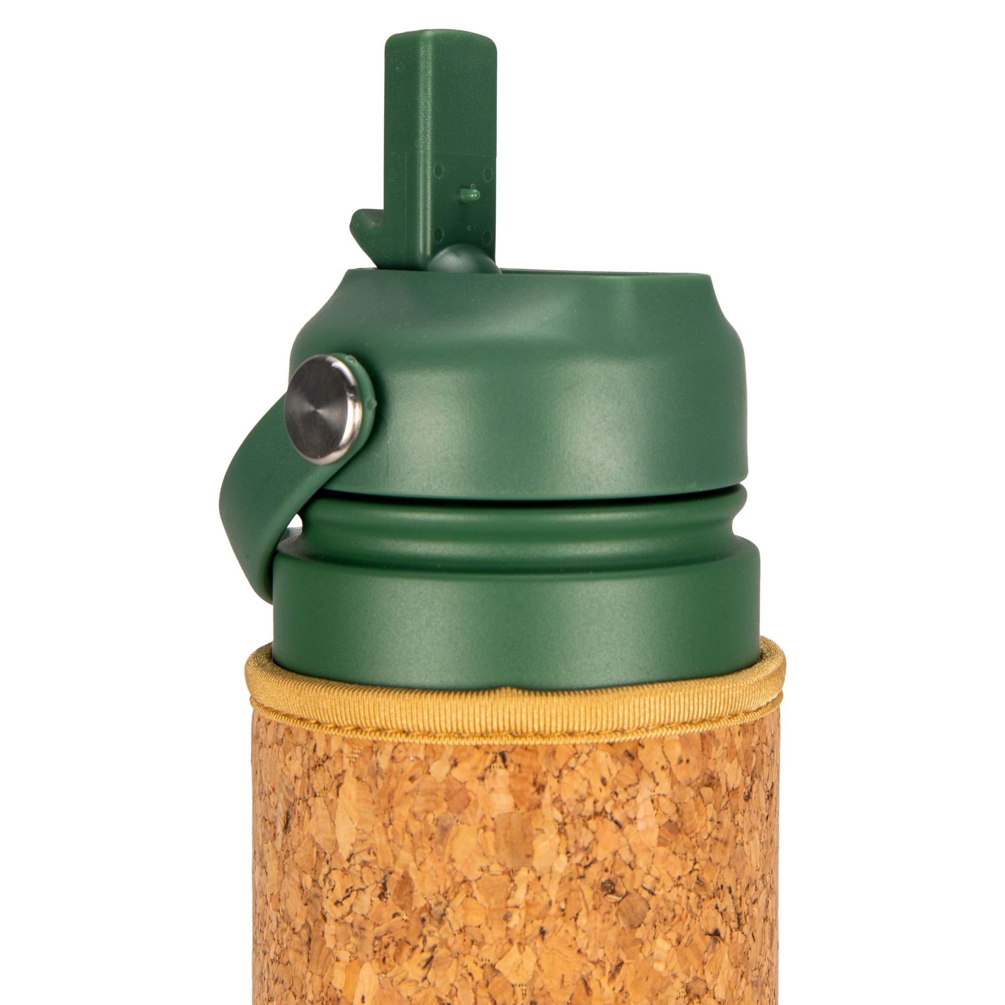 Green Cork Sleeve Bottle with Flip Staw Lid | 25oz - Yoloha Yoga