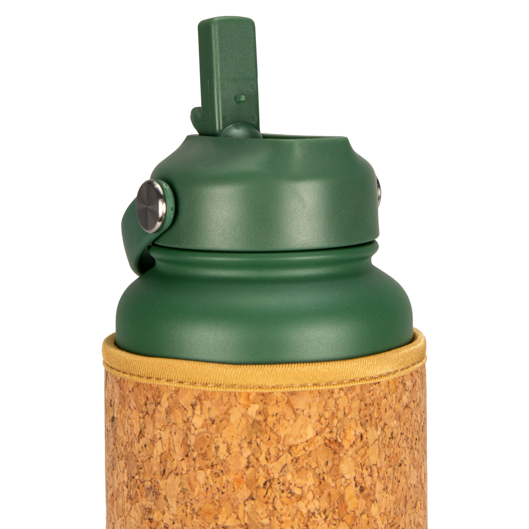 Green Cork Sleeve Bottle with Flip Staw Lid | 32oz - Yoloha Yoga
