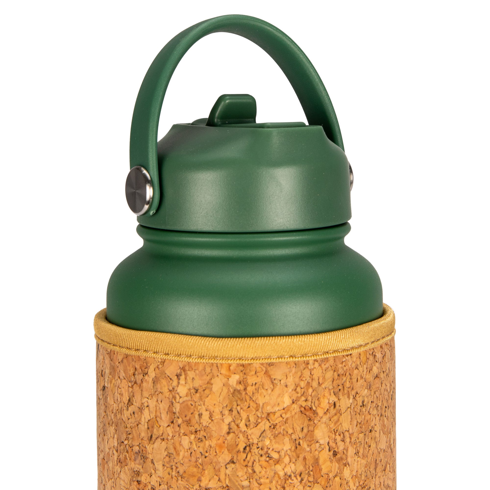 Green Cork Sleeve Bottle with Flip Staw Lid | 32oz - Yoloha Yoga
