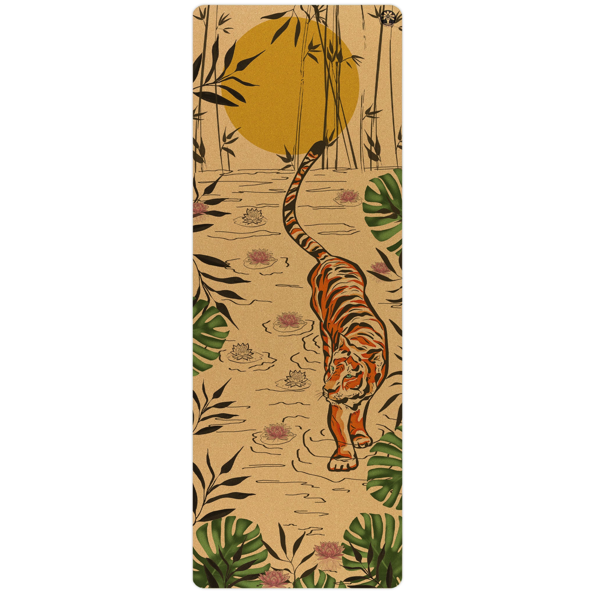Artist Printed Unity Pro Cork Yoga Mat with Tiger Lotus Design – Yoloha ...