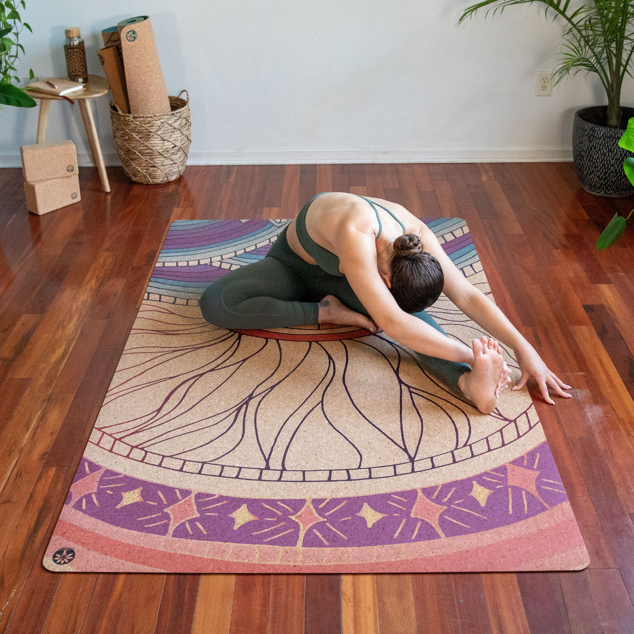 Extra Large Cork Yoga Mat with Unique Artist Design - Nomad XL